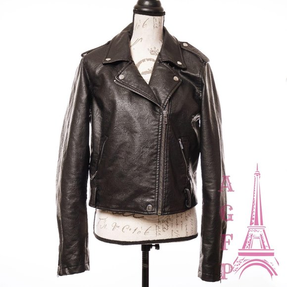 Wild Fable Womens vegan leather black moto jacket - Picture 2 of 14